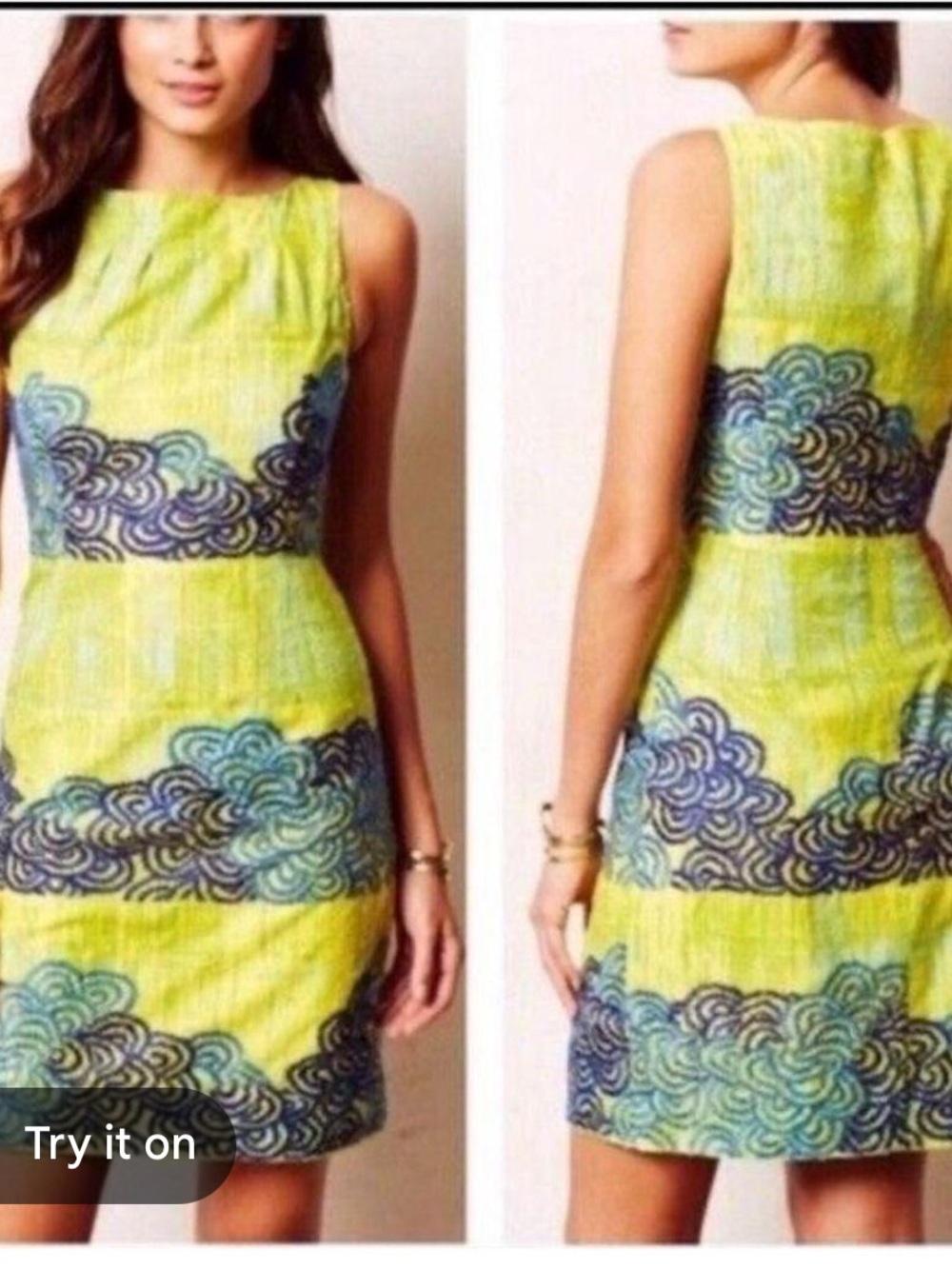 Anthropologie Tabitha azure scroll dress size 2